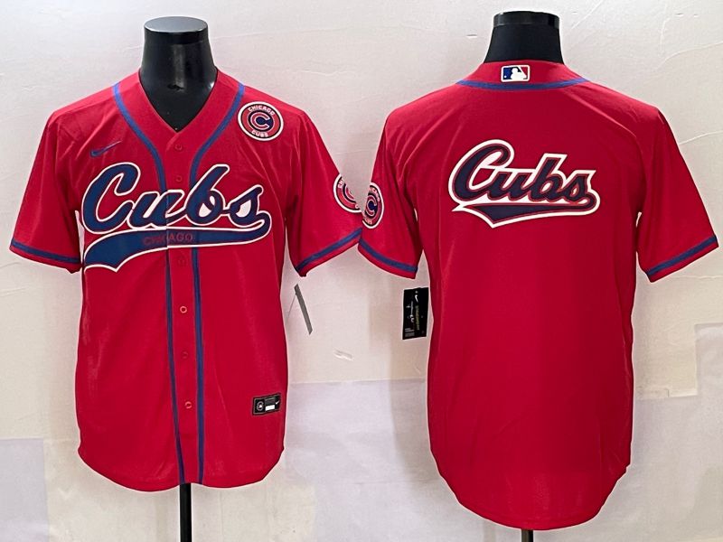 Men 2025 Chicago Cubs Blank Red Joint Name Nike MLB Jersey style 9